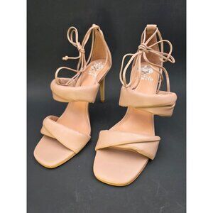 Vince Camuto VC-Andrequa Beige Leather Upper Ankle Strappy Heeled Sandals 10M